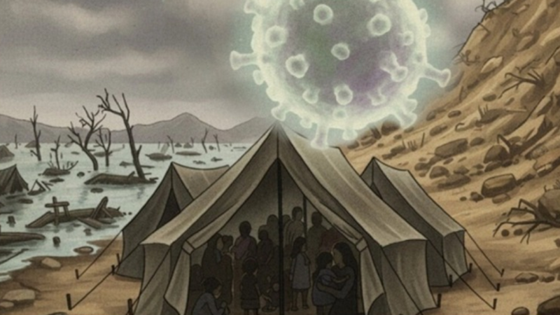 Ilustrasi tenda penyintas banjir